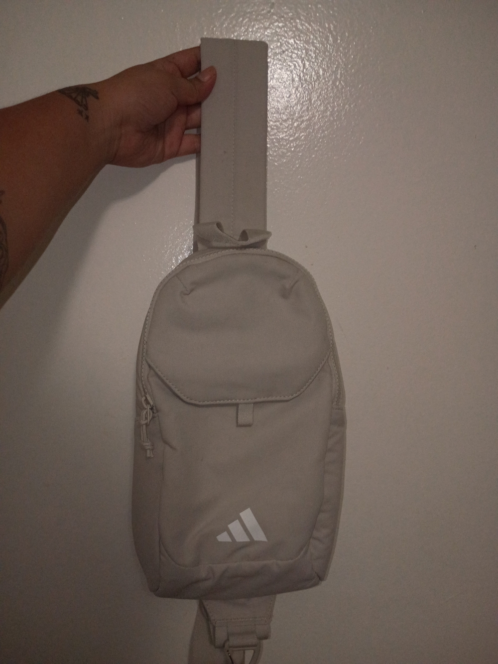 Adidas Men’s Light Grey Sling Bag - Compact Everyday Carry